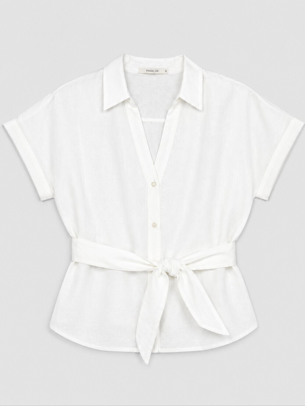 Mustard Seed White Tie Front Button Up Blouse Short Sleeve Top Size L